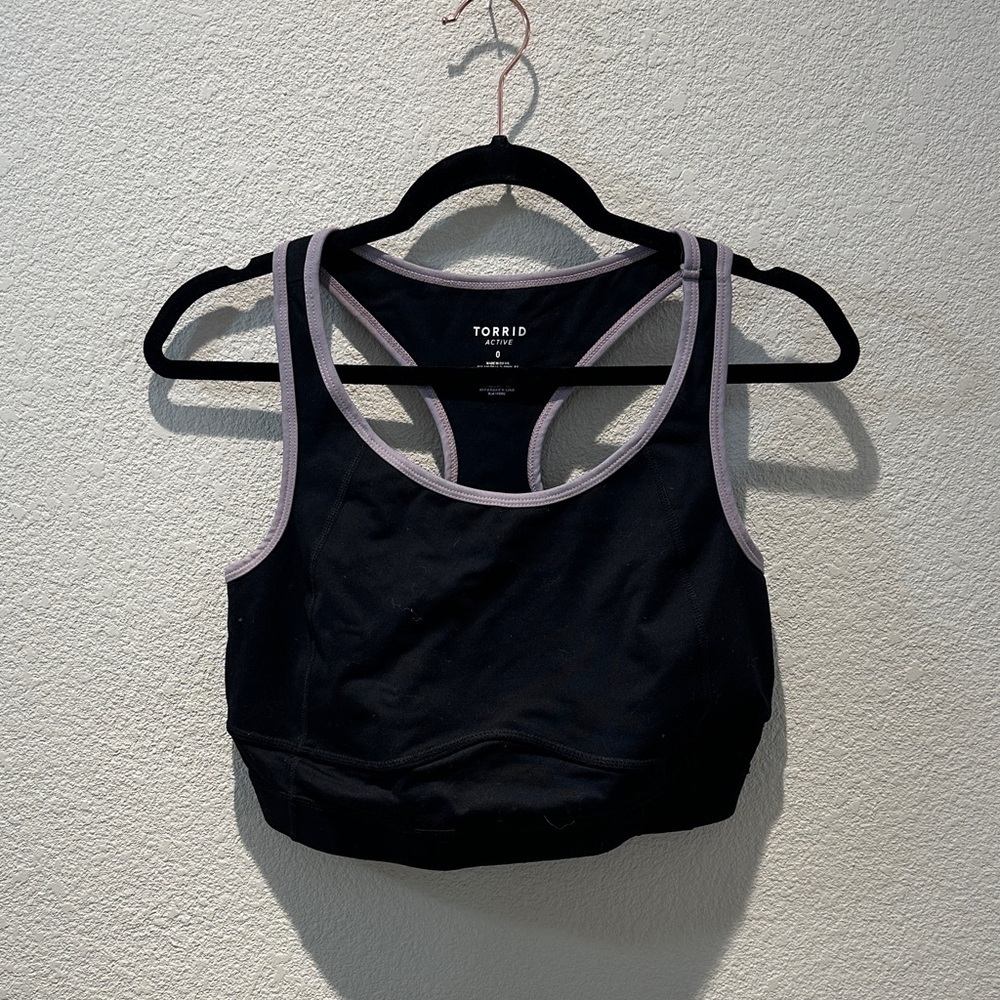 Torrid Black and Gray Sports Bra Size 0 womens size Large